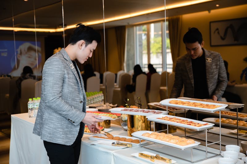 Elegant table setup for a catered corporate event